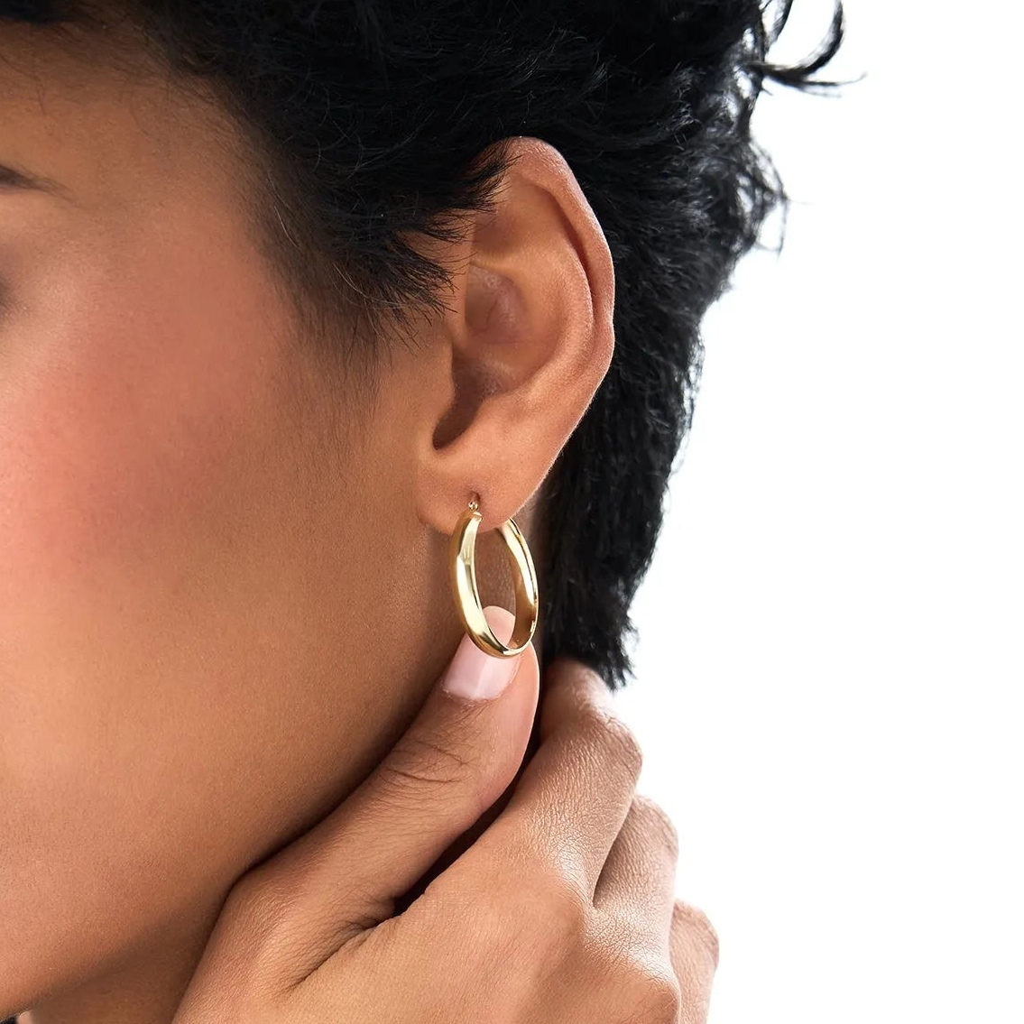 14k Yellow Gold Medium Hoop Earrings 4mm Width 23mm Diameter