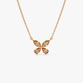 14k Solid Gold Citrine Pear and Marquise Butterfly Necklace 0.90 Carat