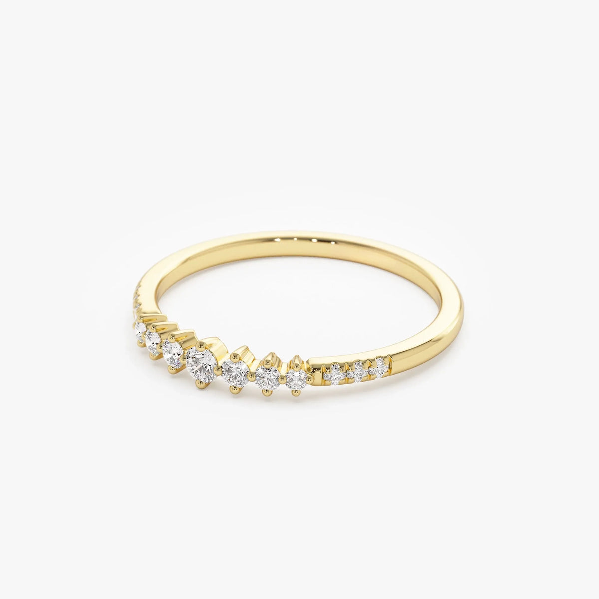 14K Solid Gold Round Diamond 0.18 Carat Graduating Wedding Ring