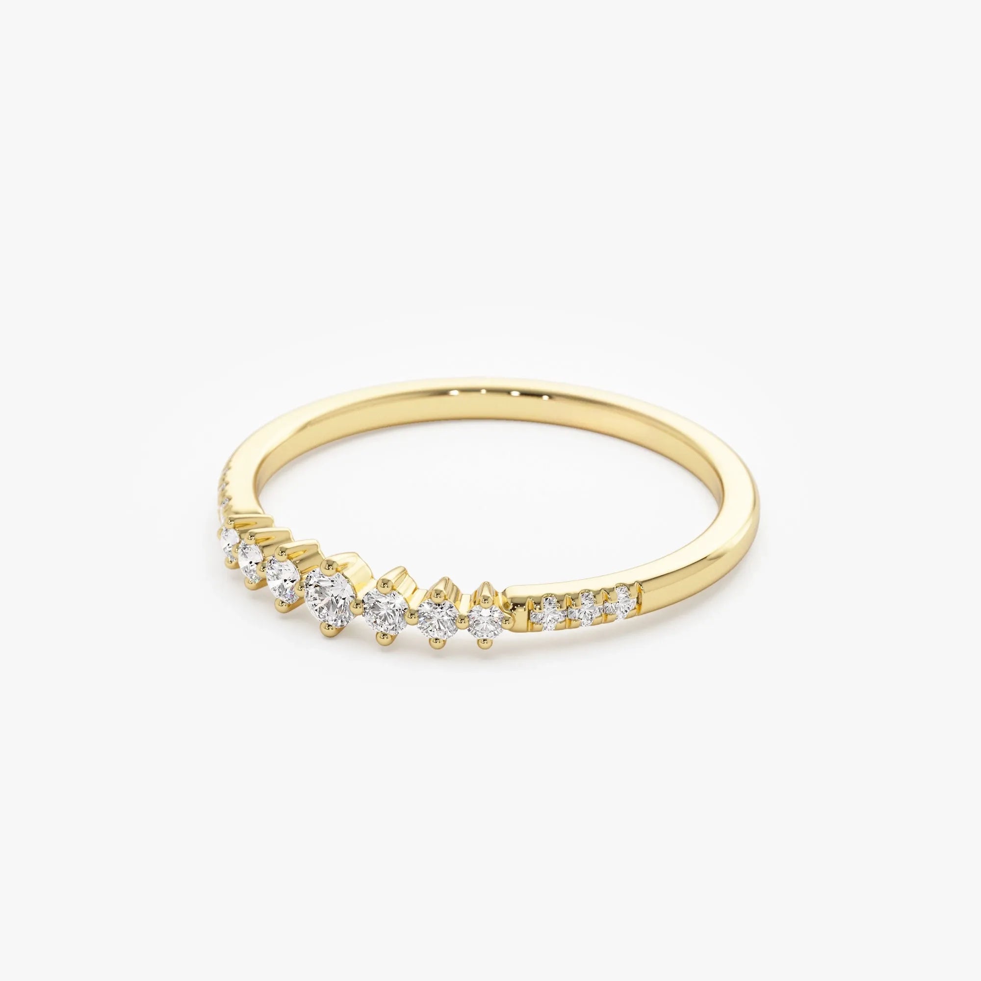 14K Solid Gold Round Diamond 0.18 Carat Graduating Wedding Ring