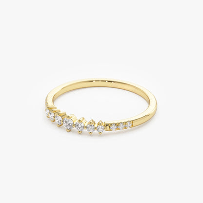 14K Solid Gold Round Diamond 0.18 Carat Graduating Wedding Ring