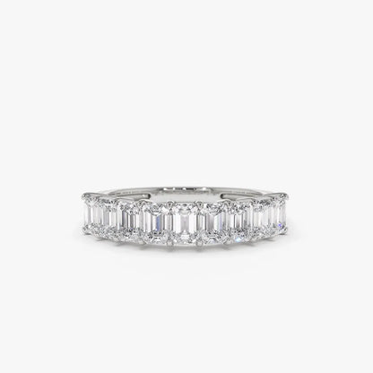 14k Gold 1.01 CTW Emerald Cut Diamond Prong Set Wedding Band
