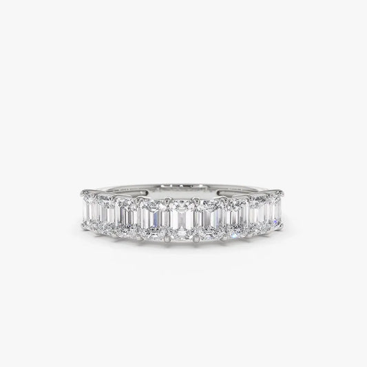 14k Gold 1.01 CTW Emerald Cut Diamond Prong Set Wedding Band