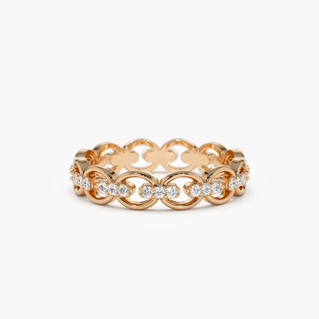 14k Gold Round Diamond 0.35 ctw Full Eternity Link Ring