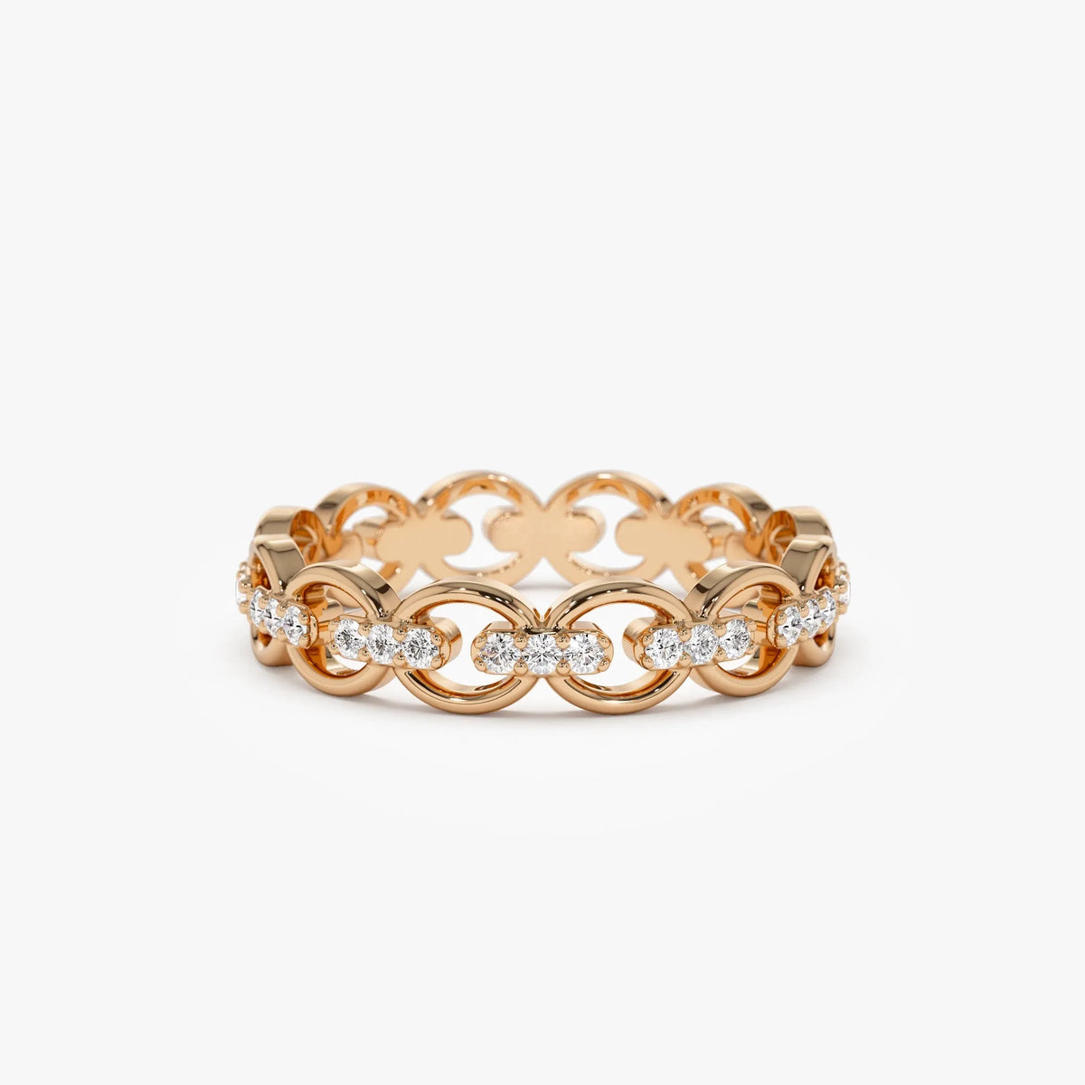 14k Gold Round Diamond 0.35 ctw Full Eternity Link Ring