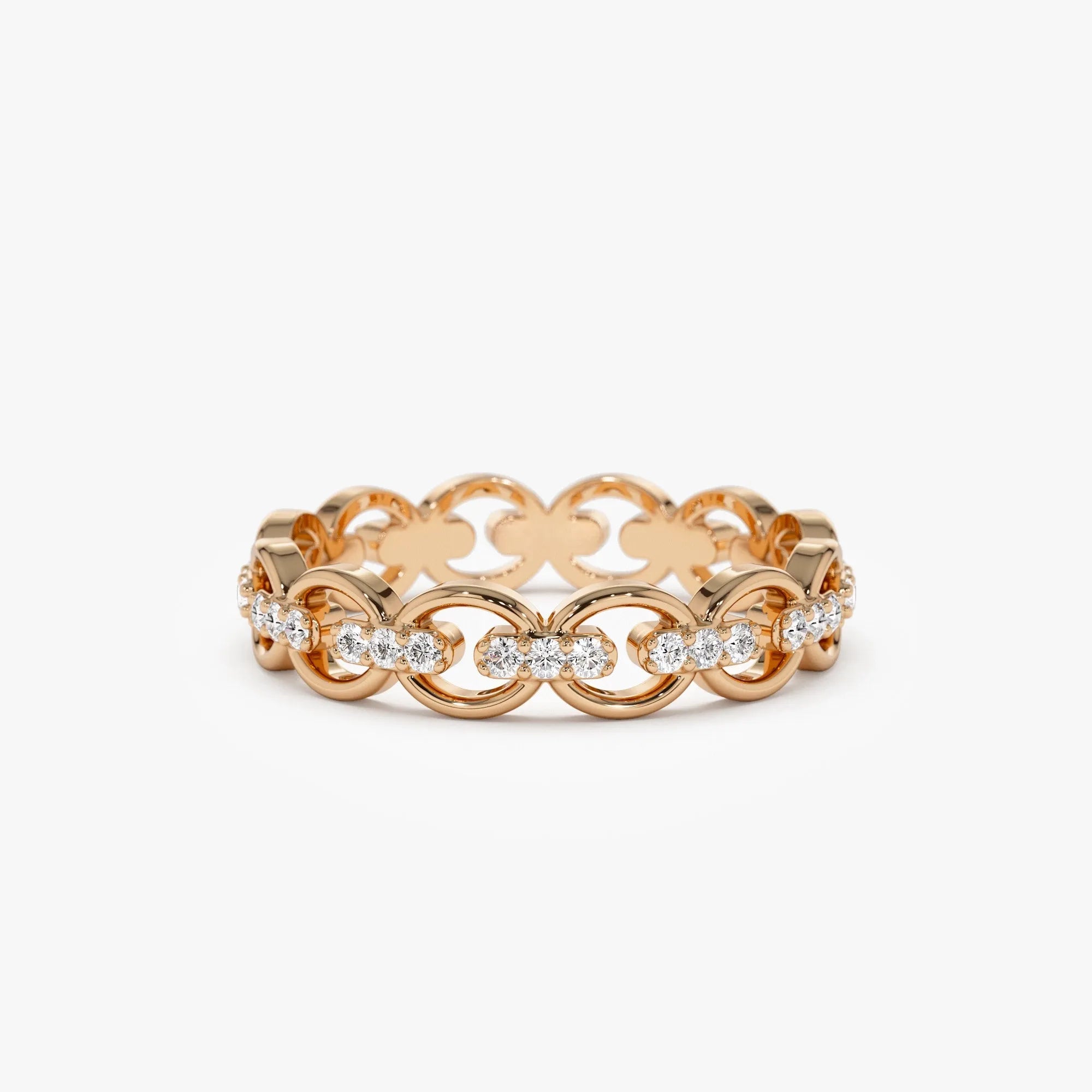14k Gold Round Diamond 0.35 ctw Full Eternity Link Ring