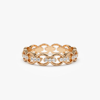 14k Gold Round Diamond 0.35 ctw Full Eternity Link Ring