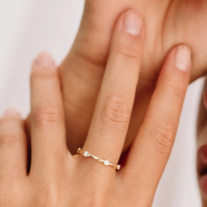 14k Gold Round Diamond 0.34ctw Half Bezel Stackable Eternity Ring