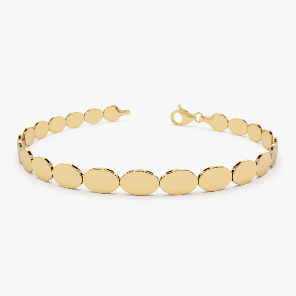 14k Gold Wide Oval Link Stacking Chain Bracelet