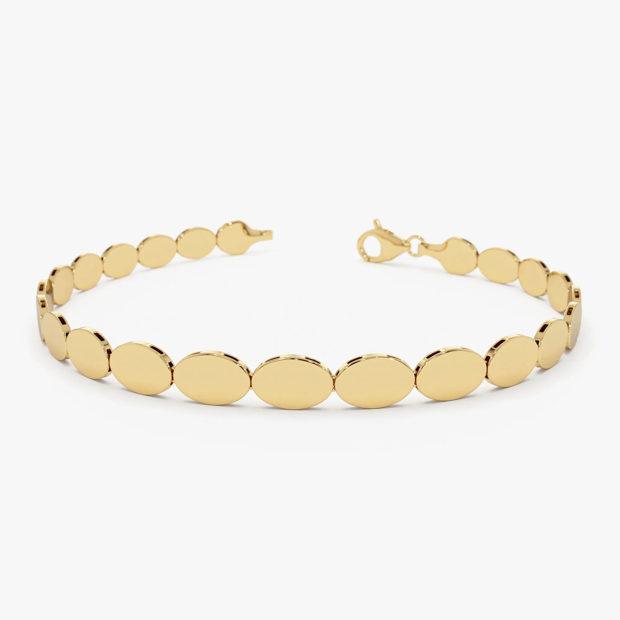 14k Gold Wide Oval Link Stacking Chain Bracelet