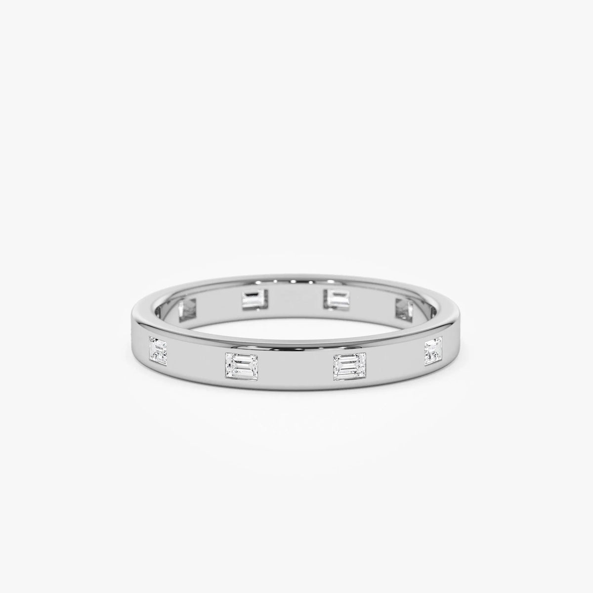 14k Solid Gold 0.27 ctw Baguette Diamond Full Eternity Flush Setting Band