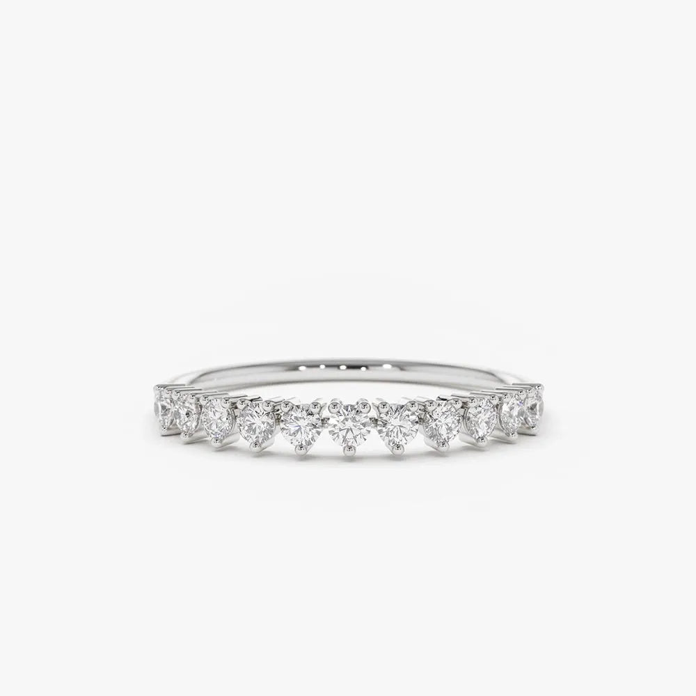 14K Solid Gold Round Diamond 3 Prong Wedding Ring
