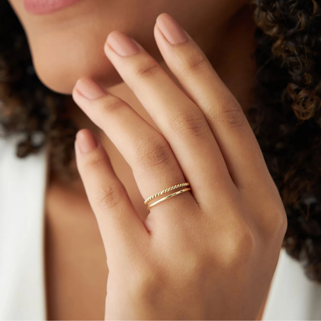 14K Solid Gold 1.2mm Minimalist Classic Wedding Band Ring