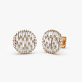 14k Gold Diamond Baguette and Round Needle Cut Statement Earrings 1.23 ctw