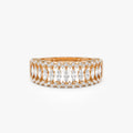 14k Solid Gold Marquise and Round Diamond 0.58 Carat Wide Pave Band Ring