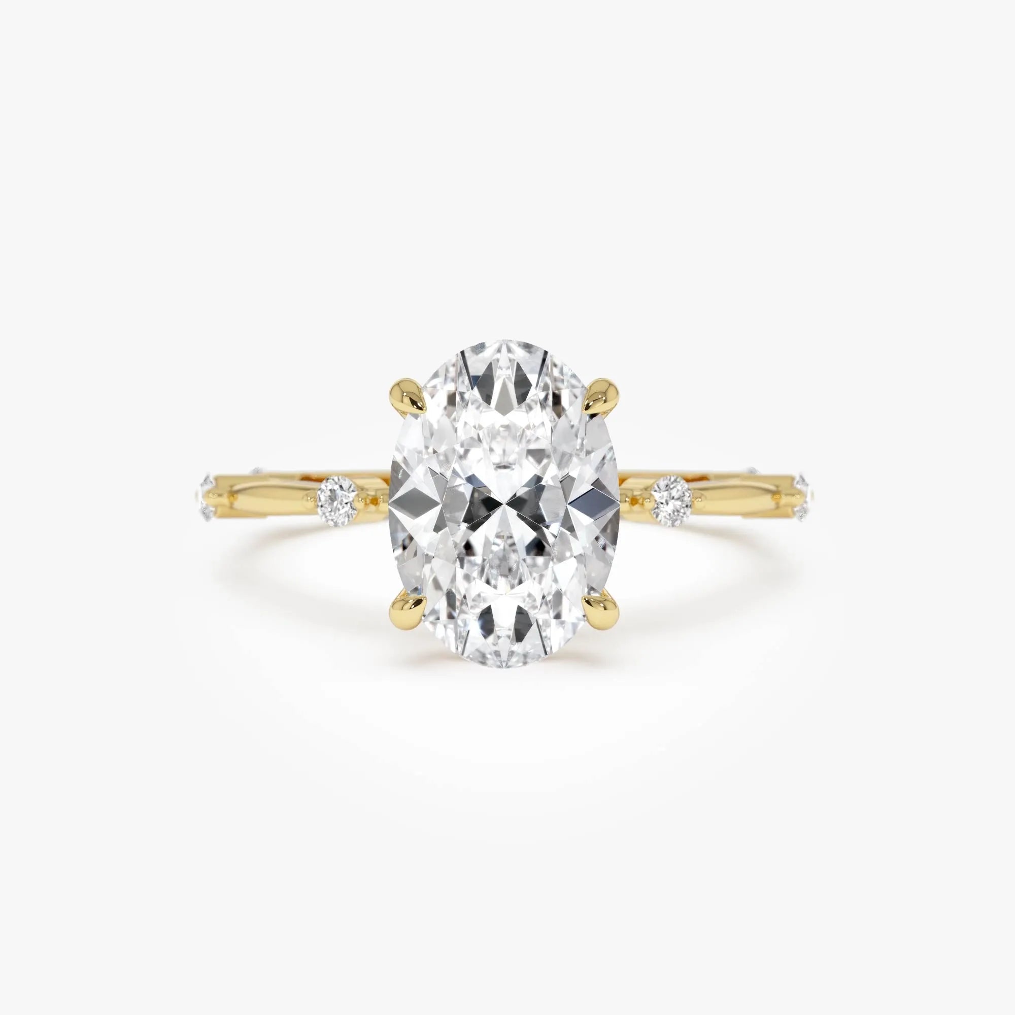 14k Gold Lab Grown Diamond Oval Engagement Ring Solenne Accent Band 1.55 Ctw