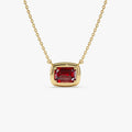 14k Solid Gold Garnet Emerald Cut Necklace 0.95 Carat Prong Setting