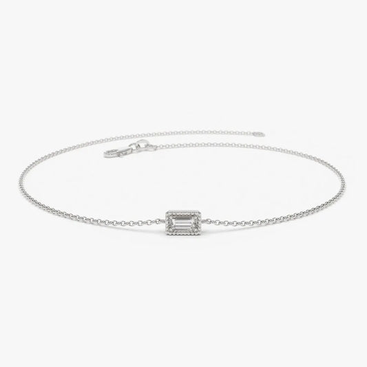 14K Solid Gold Baguette Diamond Bracelet Micro Prong Setting 0.06 Carat