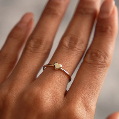 14k Gold Bubble Heart Ring Wide Minimalist Band