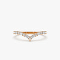 14k Gold Baguette and Round Diamond 0.36 ctw Chevron Ring