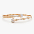 14K Solid Gold 0.90 CTW Round Diamond Crossover Bangle