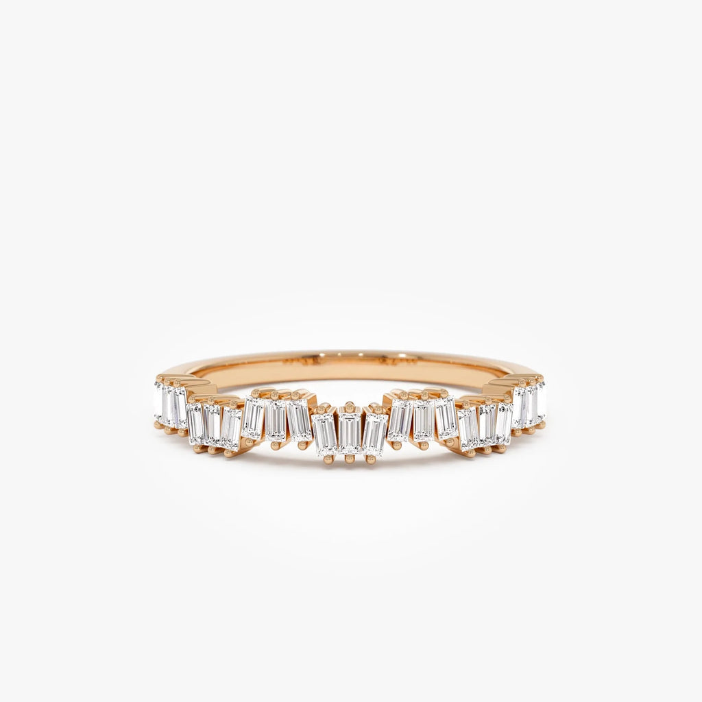14k Gold Baguette Diamond 0.30 CTW 3mm Asymmetrical Wedding Ring