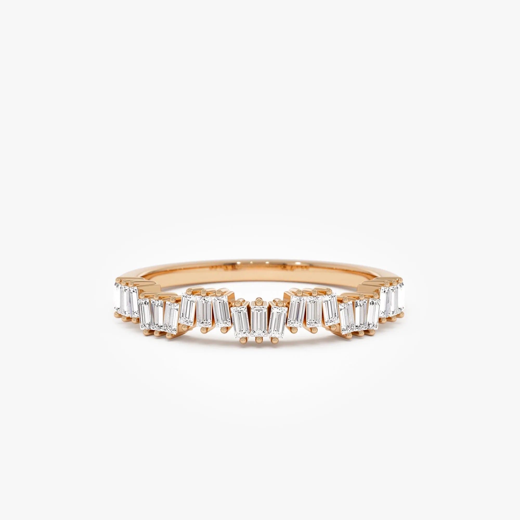 14k Gold Baguette Diamond 0.30 CTW 3mm Asymmetrical Wedding Ring