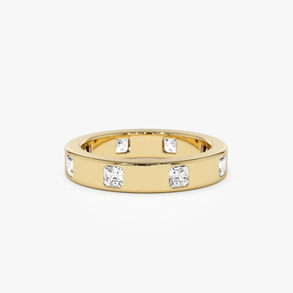 14K Solid Gold Asscher Cut Diamond 0.95 Carat Full Eternity Flush Setting Band