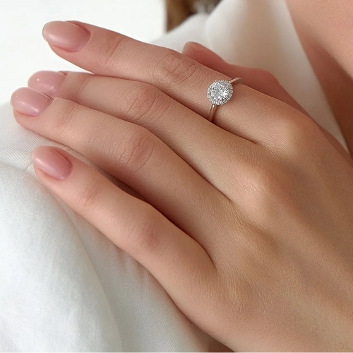 14k Gold 1.20 ctw Lab Grown Diamond Round Halo Engagement Ring Vivien
