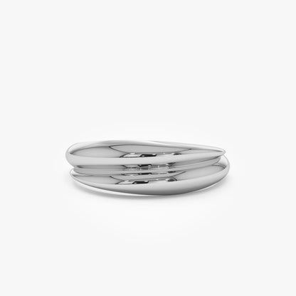 14k Solid Gold Dome Dual Band Stackable Statement Ring