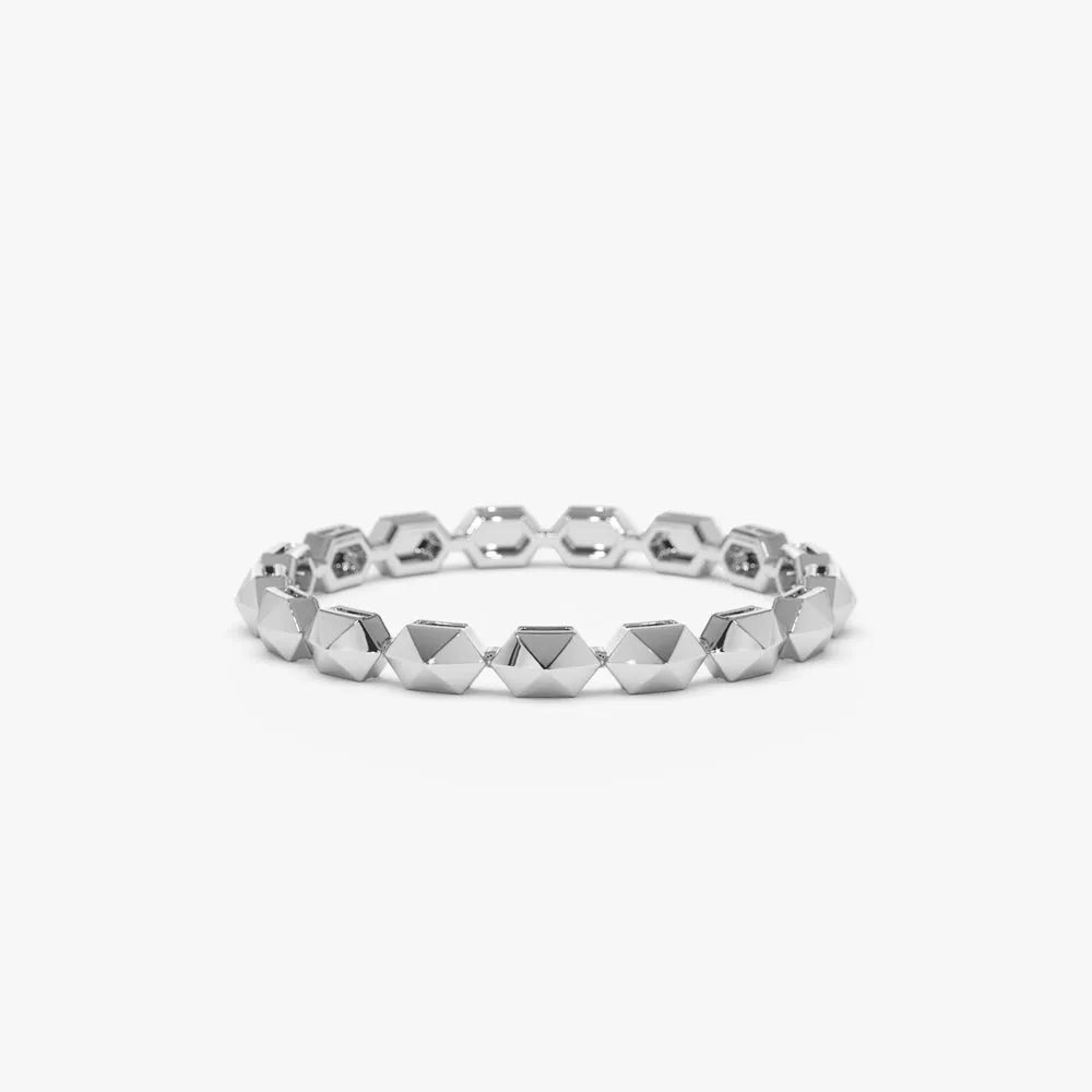 14K Solid Gold Round Diamond 0.07ctw Petite Pyramid Stackable Ring