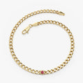 14K Solid Gold 0.25ctw Round Ruby Cuban Link Bezel Set Bracelet