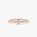 14K Solid Gold 0.05ctw Round Cut Diamond Solitaire Ring