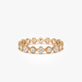 14k Gold 0.38ctw Round Diamond Bezel Set Clover Eternity Ring