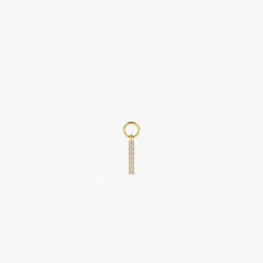 14k Gold Diamond Bar Charm for Hoop Earrings 0.03 ctw