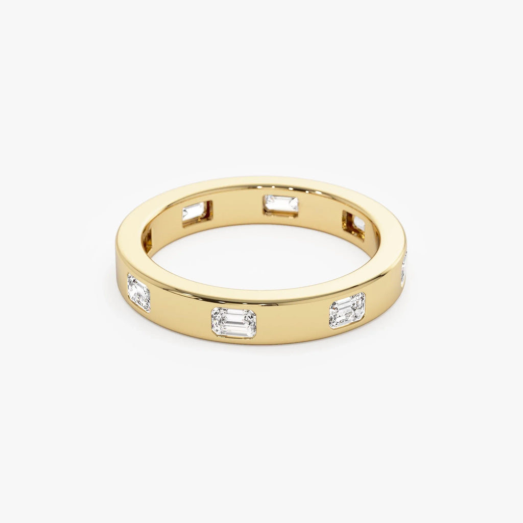 14k Solid Gold Emerald Cut Diamond Full Eternity Flush Setting Band 0.85 Carat
