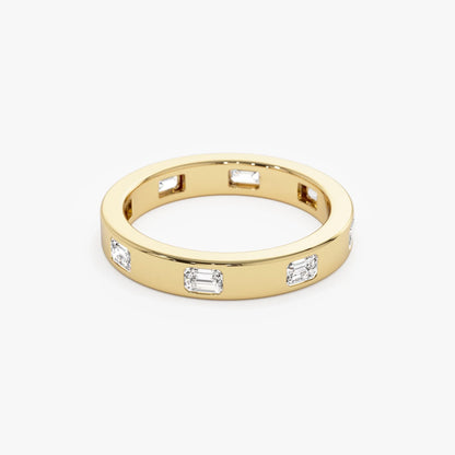 14k Solid Gold Emerald Cut Diamond Full Eternity Flush Setting Band 0.85 Carat
