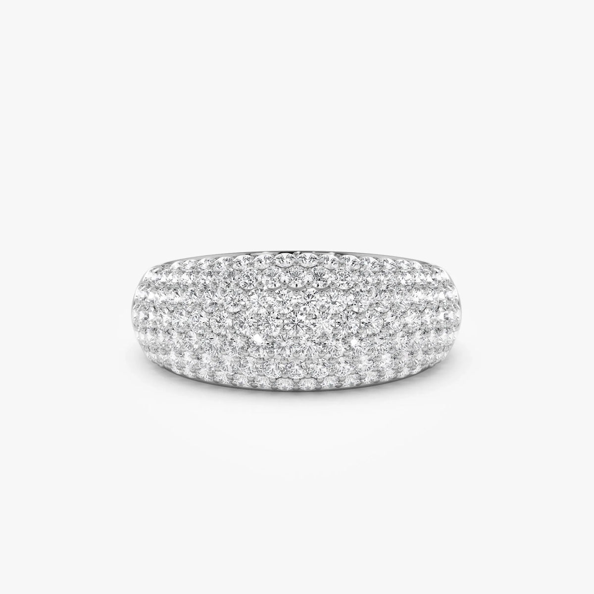 14k Solid Gold Round Diamond 0.99 Carat Chunky Dome Pave Setting Statement Ring