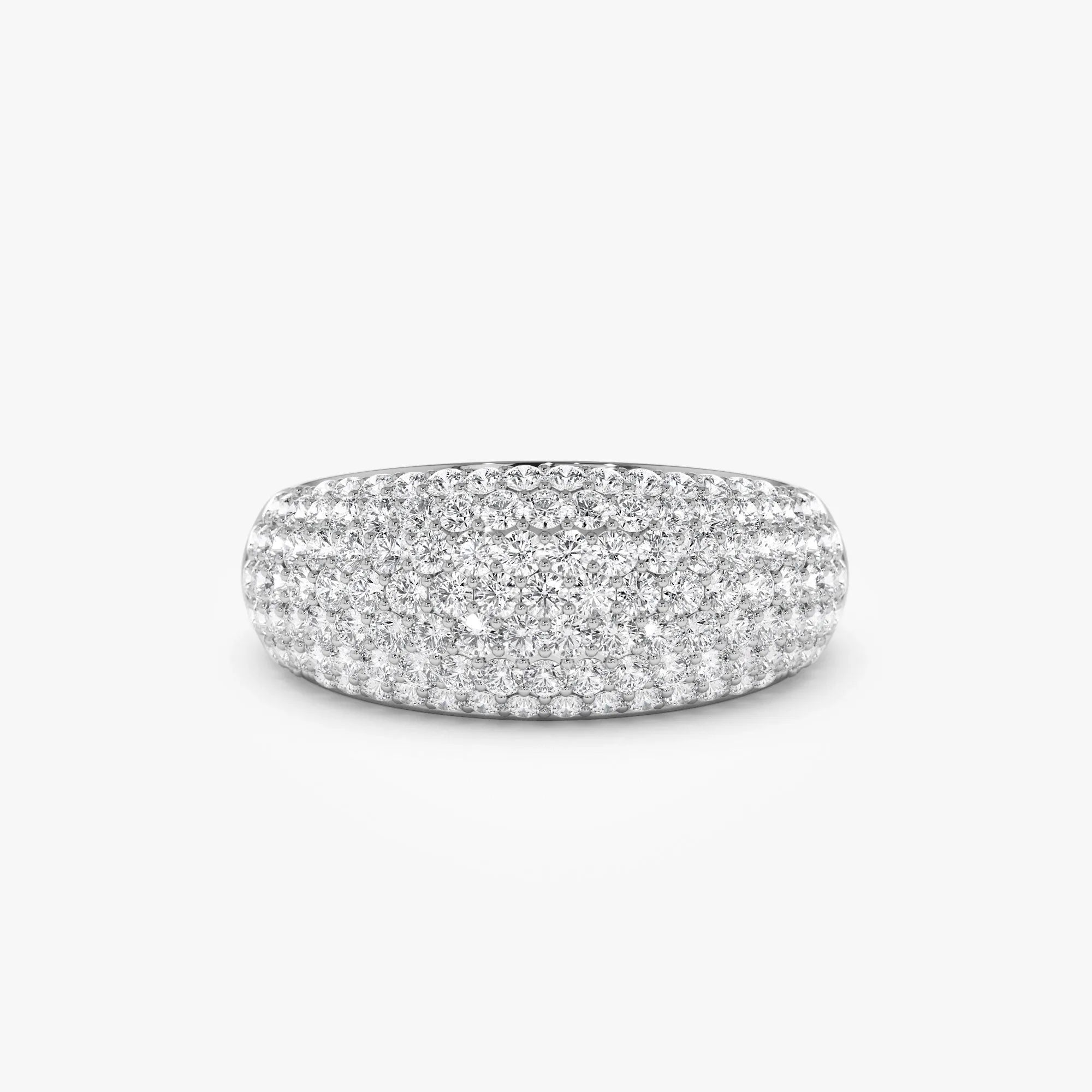 14k Solid Gold Round Diamond 0.99 Carat Chunky Dome Pave Setting Statement Ring