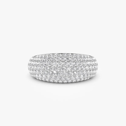 14k Solid Gold Round Diamond 0.99 Carat Chunky Dome Pave Setting Statement Ring