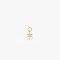 14k Solid Gold Star Hoop Earring Charm 5.48mm Minimalist