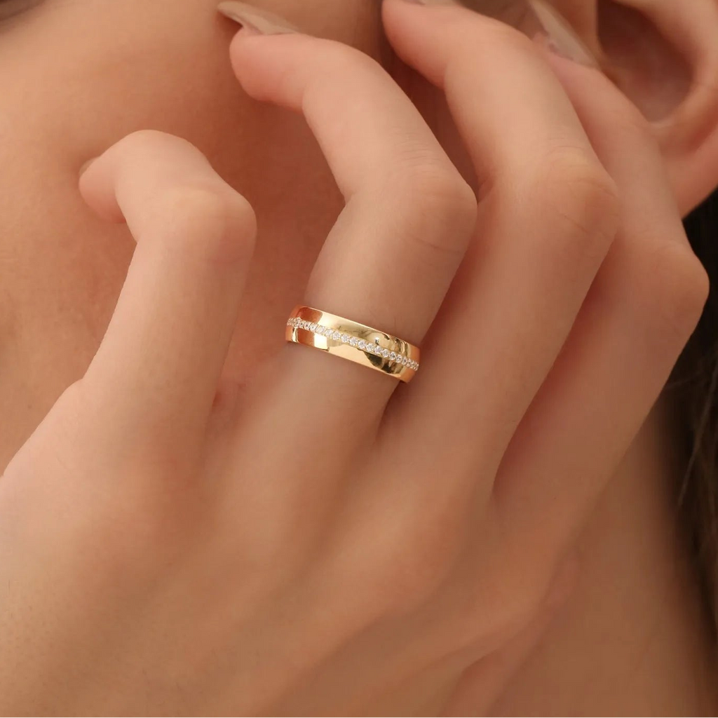 14K Solid Gold Round Diamond 0.47 Carat 5mm Wide Full Eternity Ring
