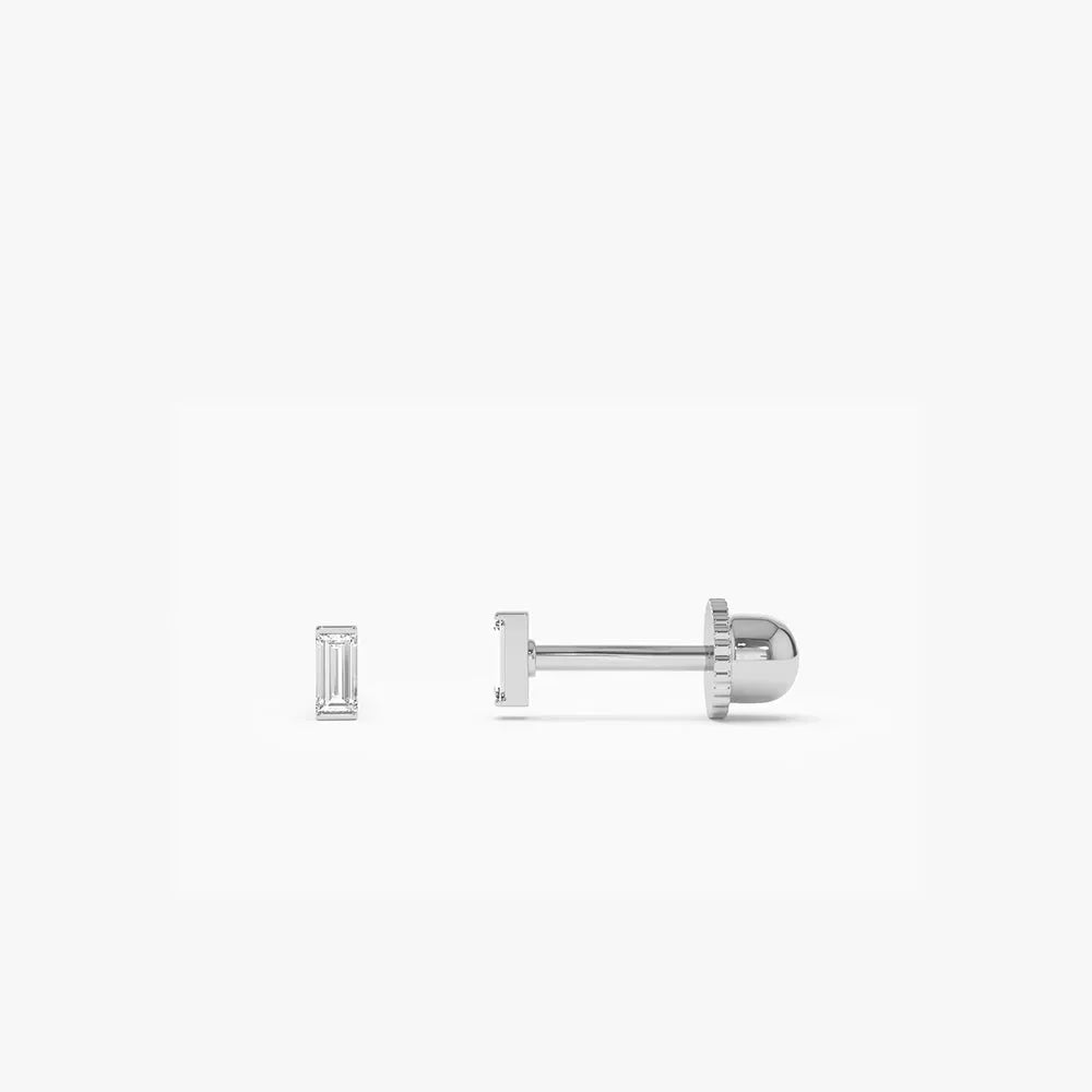 14k Gold Diamond Baguette Cut Helix Piercing Single Earring 0.05 ctw