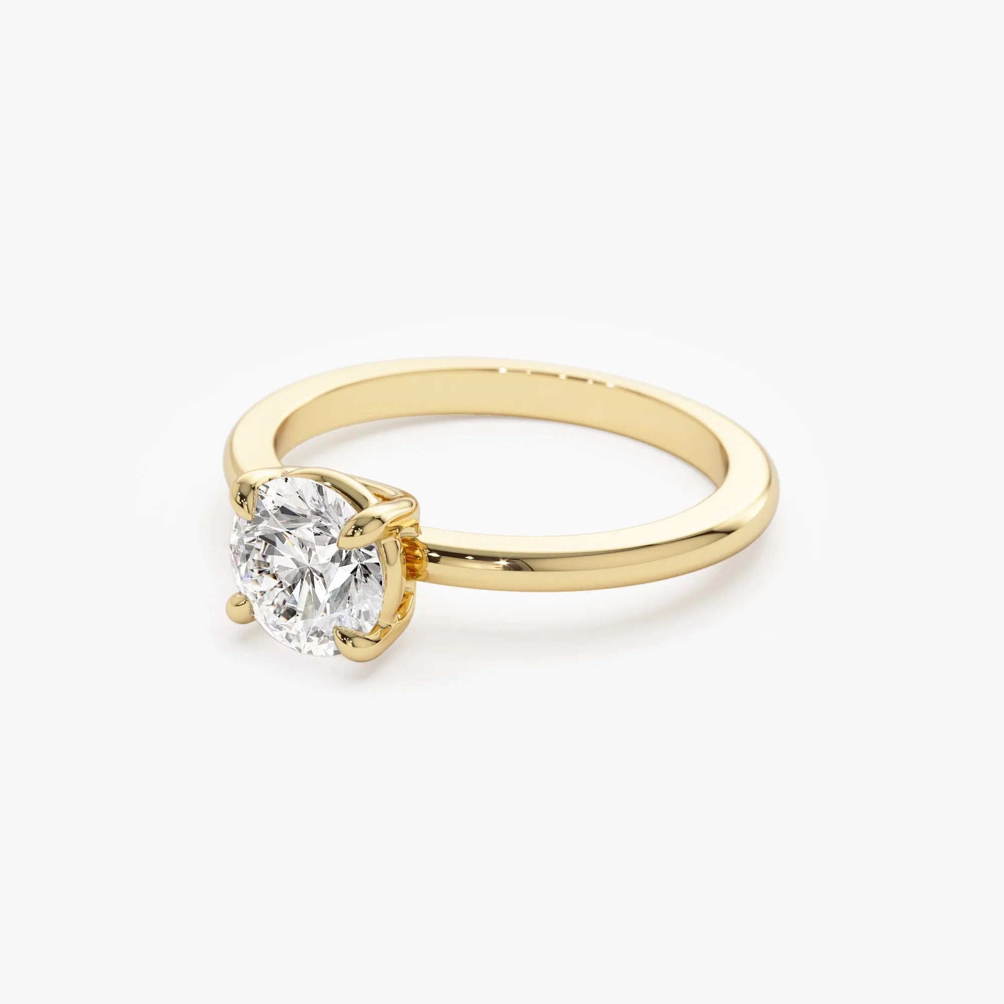 14K Gold 1.00 Carat Round Lab Grown Diamond 4 Prong Basket Setting Engagement Ring