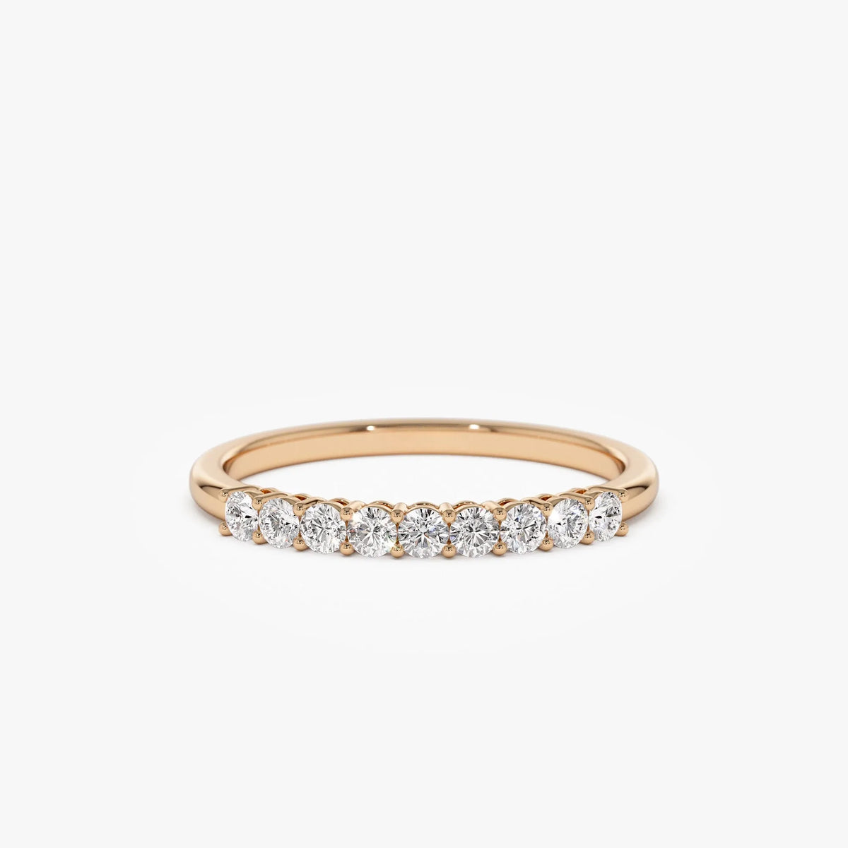 14k Gold 0.30ctw Round Diamond 9 Stone Basket Setting Wedding Ring