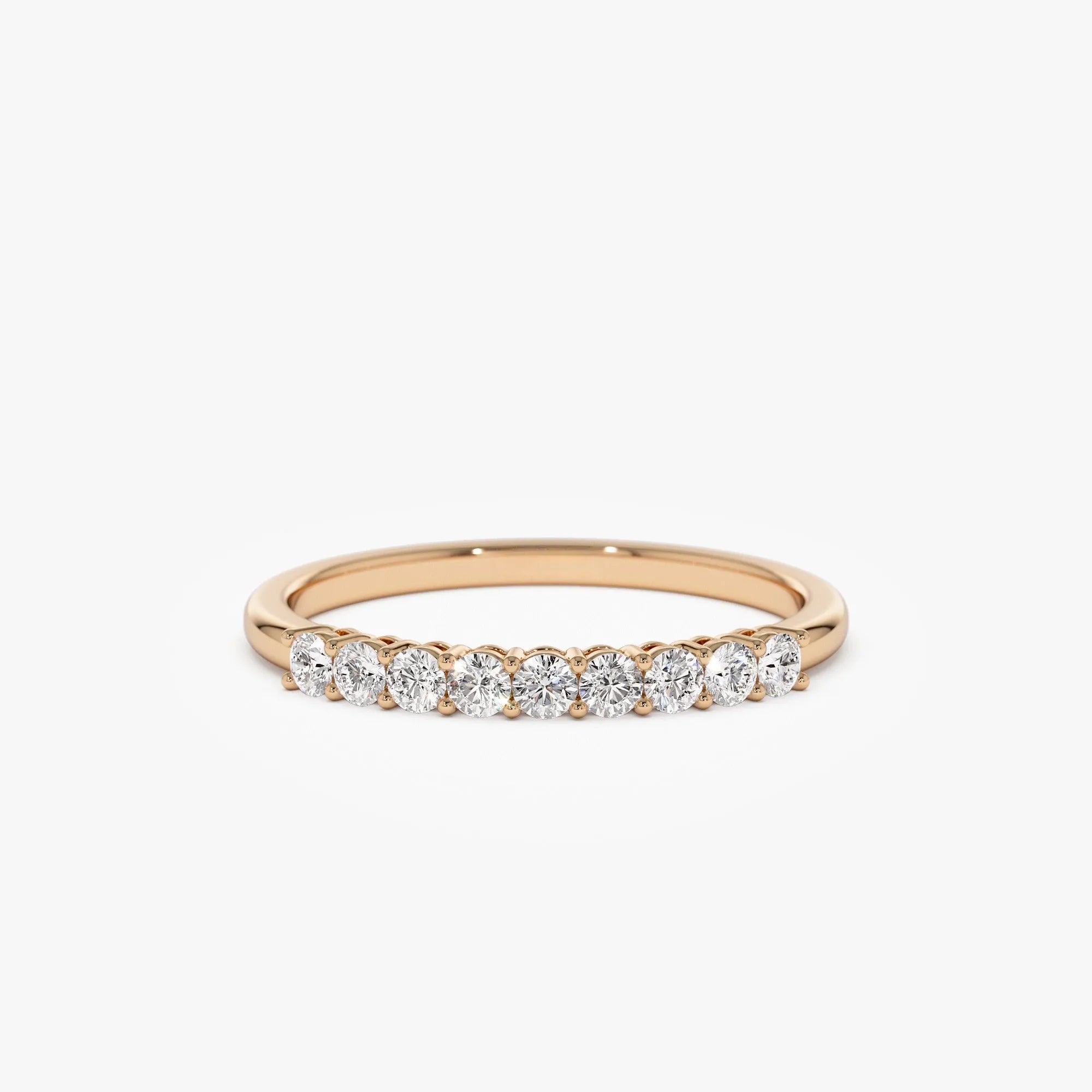 14k Gold 0.30ctw Round Diamond 9 Stone Basket Setting Wedding Ring
