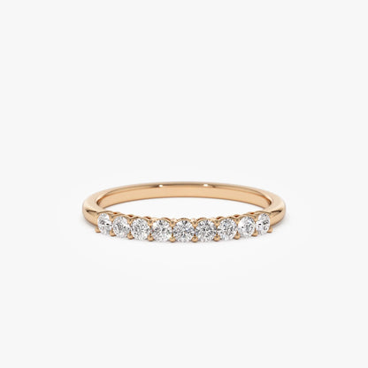 14k Gold 0.30ctw Round Diamond 9 Stone Basket Setting Wedding Ring