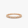 14K Gold 0.50 Carat Baguette and Round Diamond Milgrain Bezel Full Eternity Ring