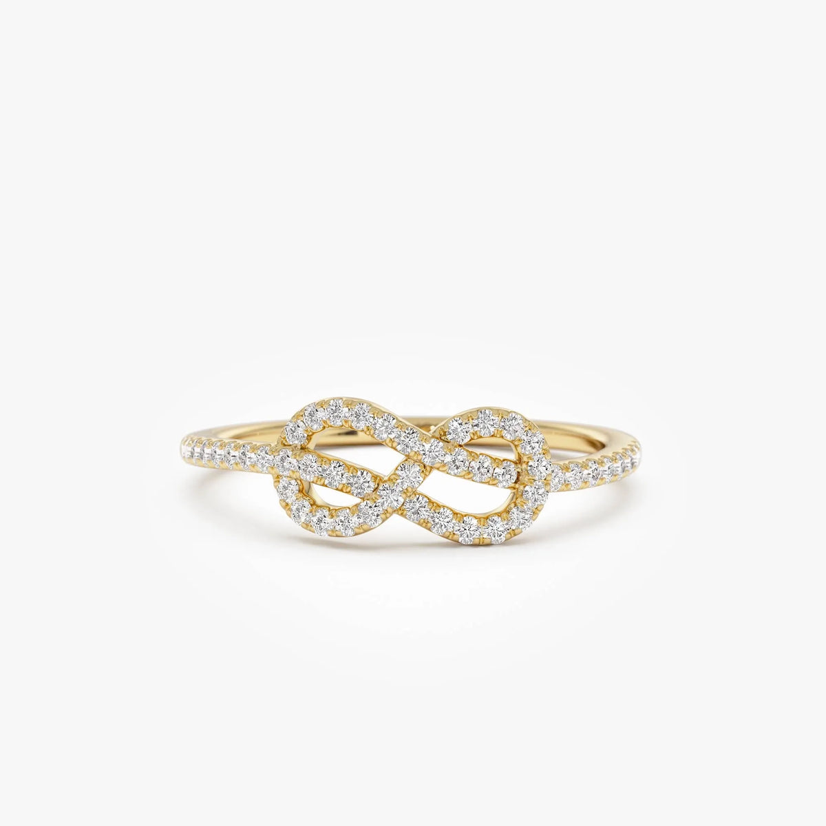 14K Solid Gold Round Diamond Infinity Knot Ring 0.24 ctw
