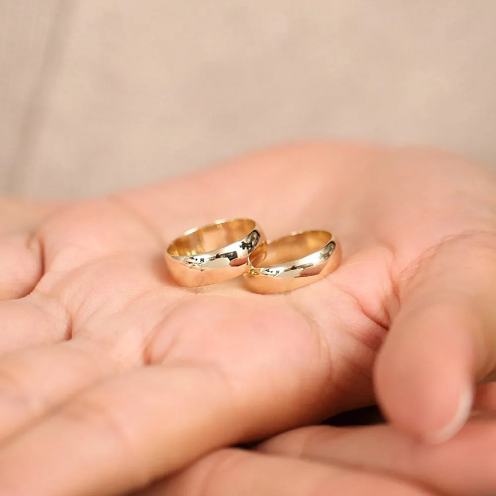 14K Solid Gold 6mm Classic Dome Unisex Wedding Band Ring